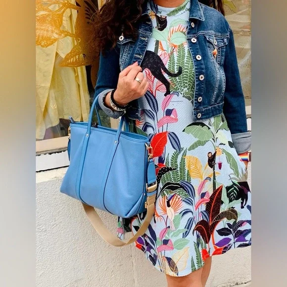 Michael Kors light blue leather tote with removable shoulder strap - Picture 4 of 5